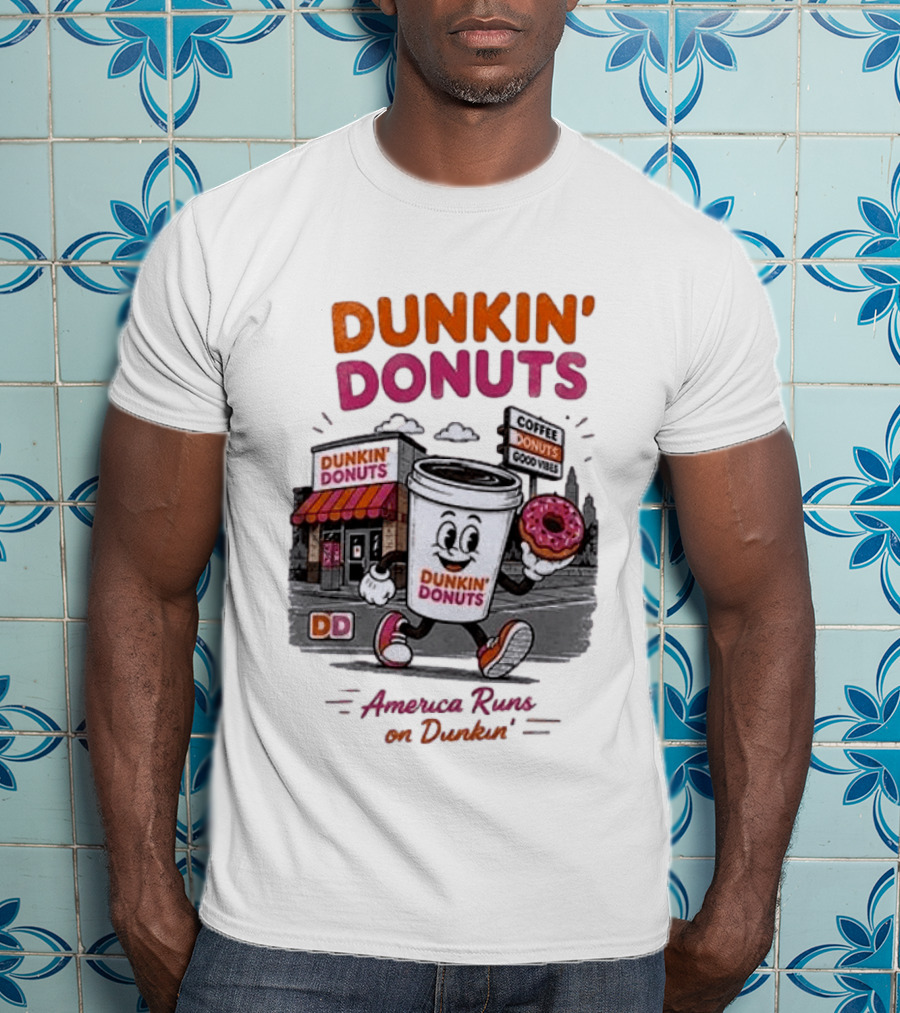 Dunkin' Donuts Coffee Good Vibes America Runs On Dunkin T-Shirt