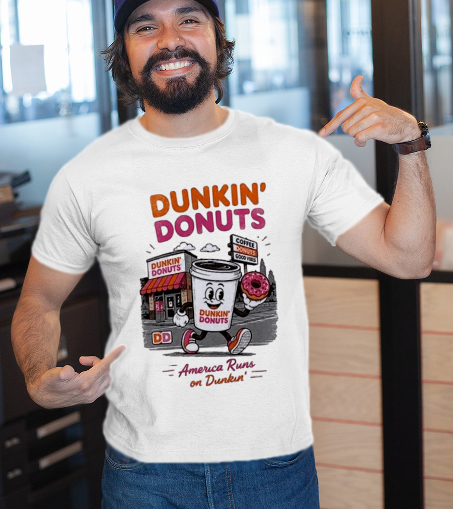 Dunkin' Donuts Coffee Good Vibes America Runs On Dunkin T-Shirt