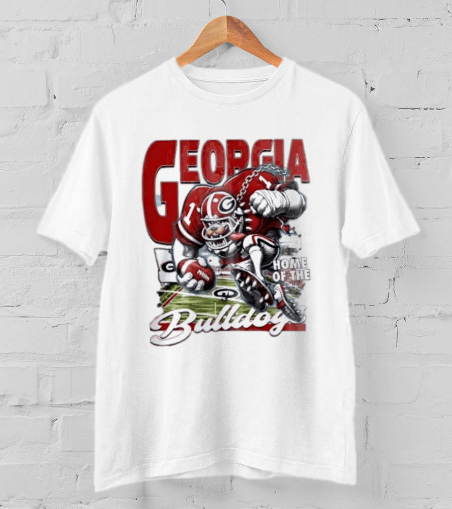Georgia Bulldogs Football Cartoon Running Home Of The Bulldogs T-Shirt