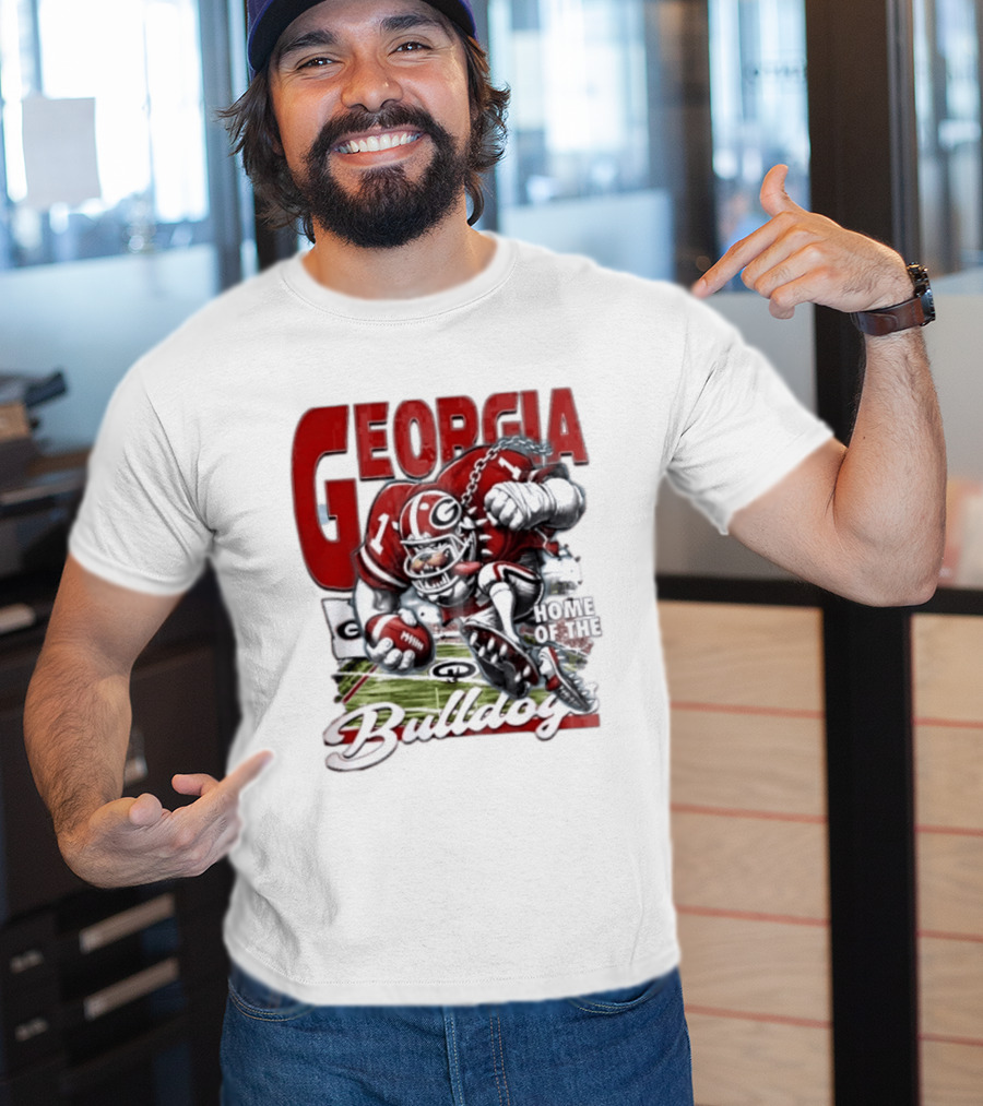 Georgia Bulldogs Football Cartoon Running Home Of The Bulldogs T-Shirt