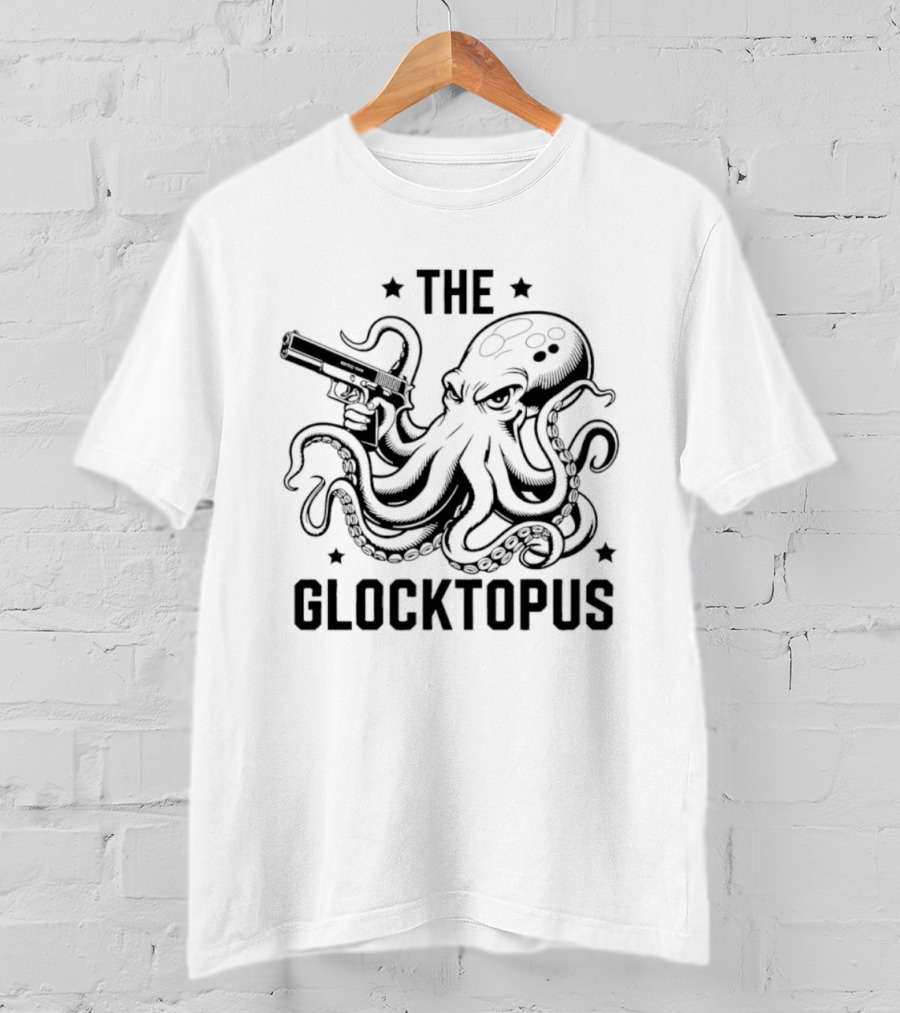 The Glocktopus Octopus Holding A Gun Graphic Image T-Shirt