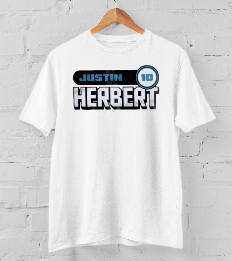 Justin Herbert 10 Blue Rounded Number Block T-Shirt