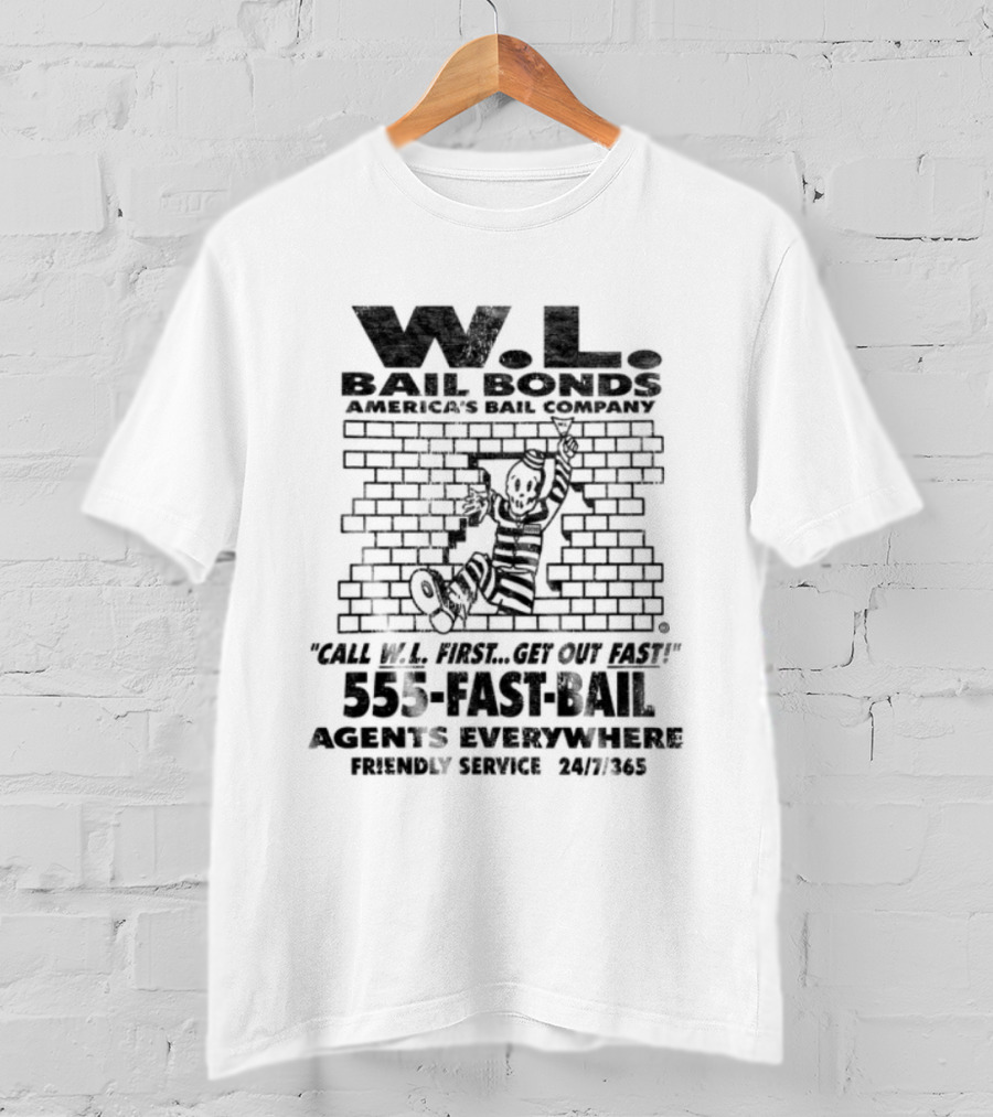 Warren Lotas W.L. Bail Bonds Off White Will Fix Your Bail Fast 535 FAST BAIL And Collect Records T-Shirt
