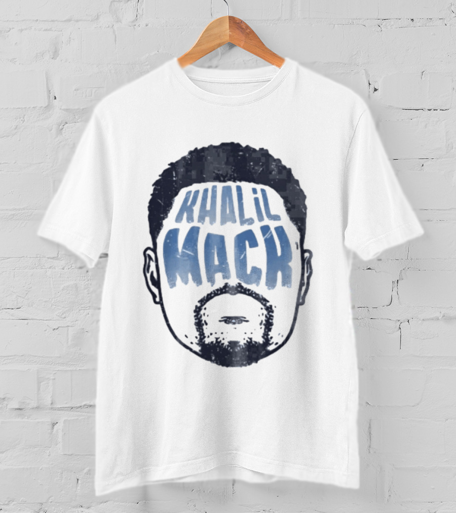 Khalil Mack Bearded Face Blue Distressed T-Shirt