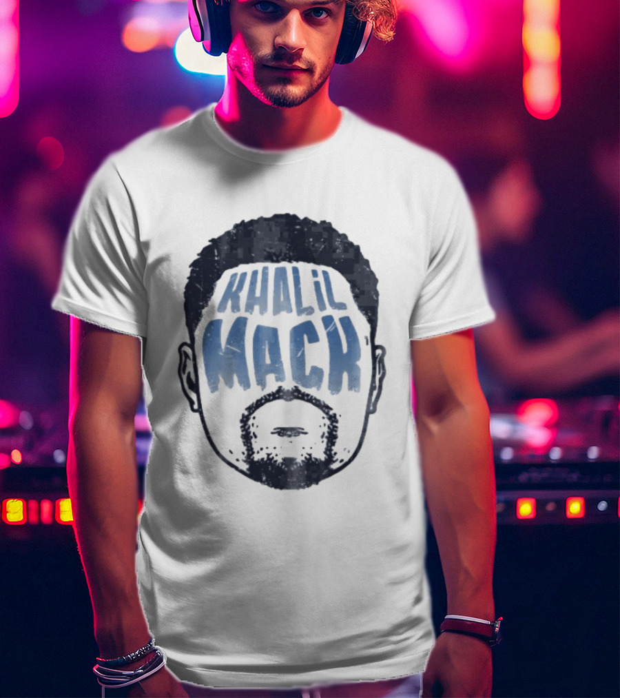 Khalil Mack Bearded Face Blue Distressed T-Shirt