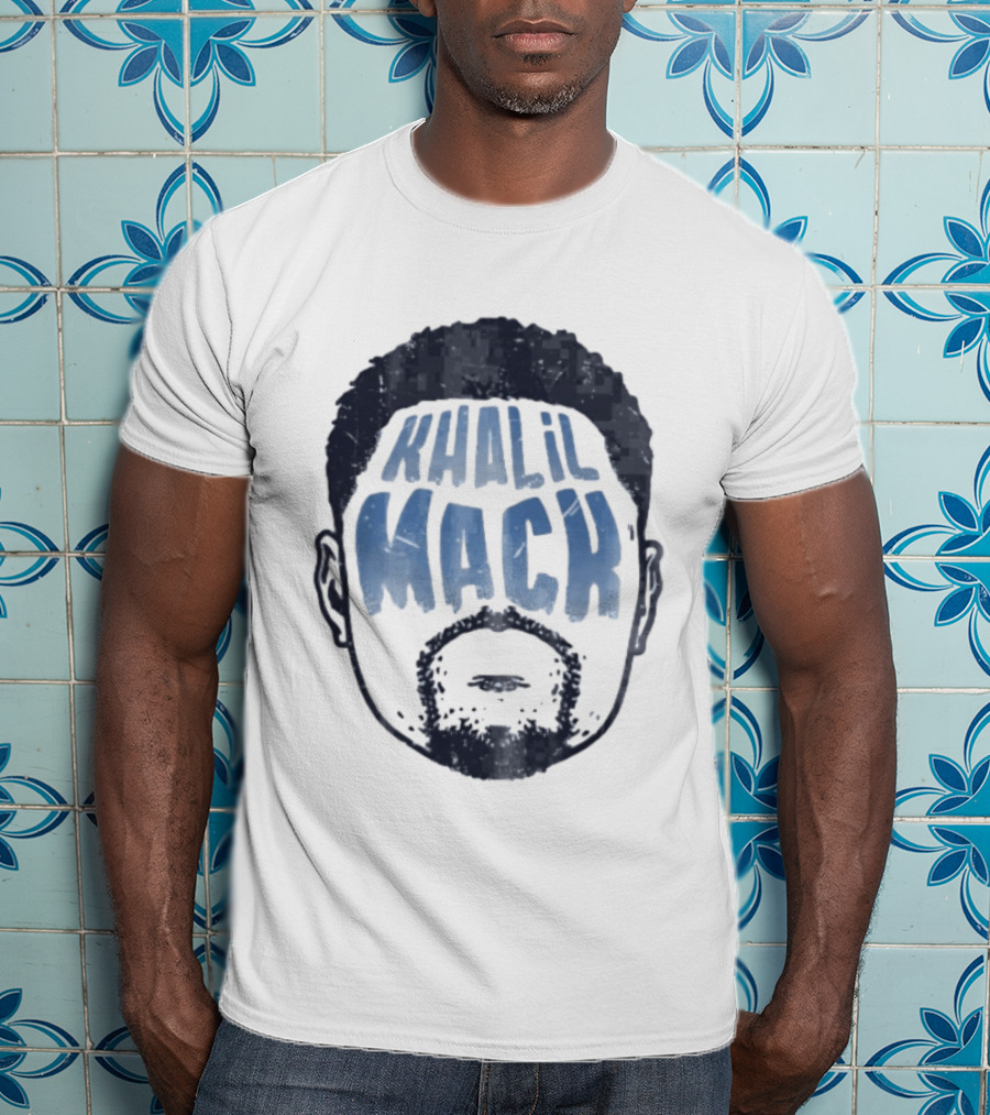 Khalil Mack Bearded Face Blue Distressed T-Shirt