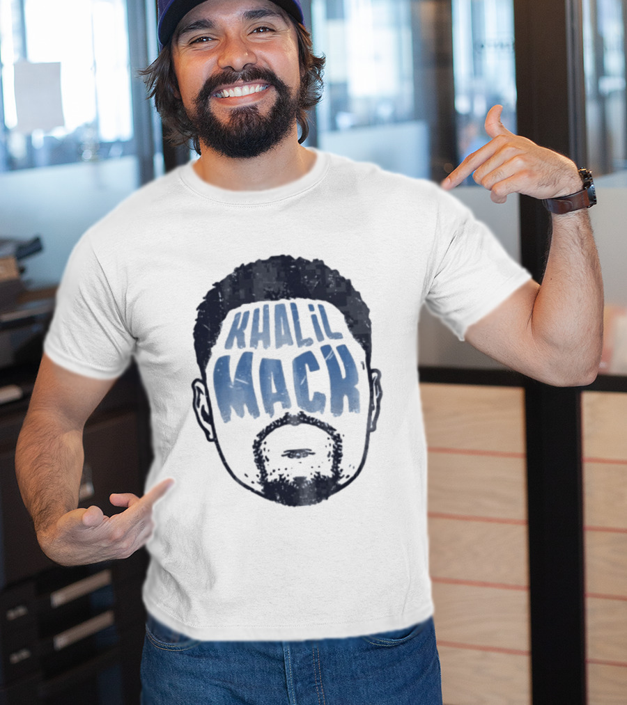 Khalil Mack Bearded Face Blue Distressed T-Shirt