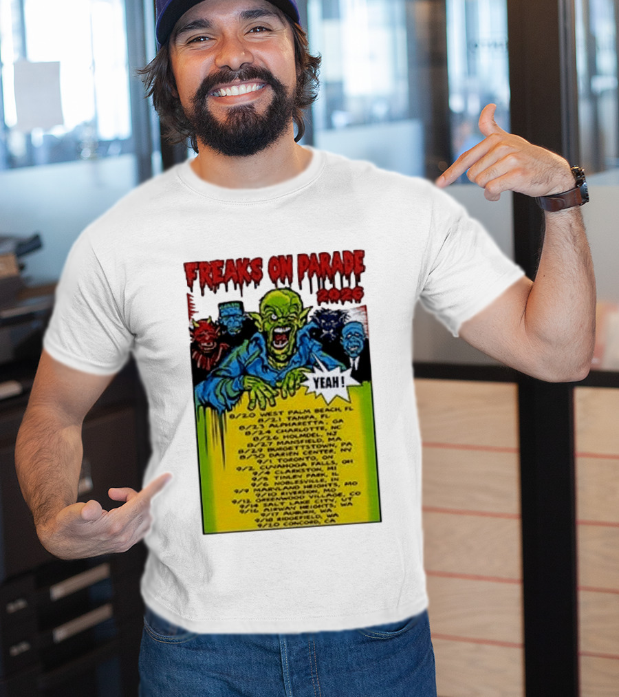 Freaks On Parade Tour 2023 Rob Zombie Dates West Palm Beach Tampa Atlanta Concord T-Shirt