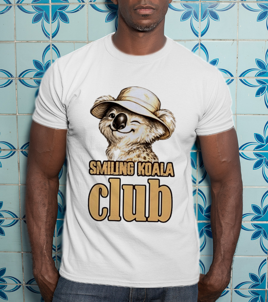Smiling Koala Club Animal Wildlife Winking Koala Wearing Hat T-Shirt