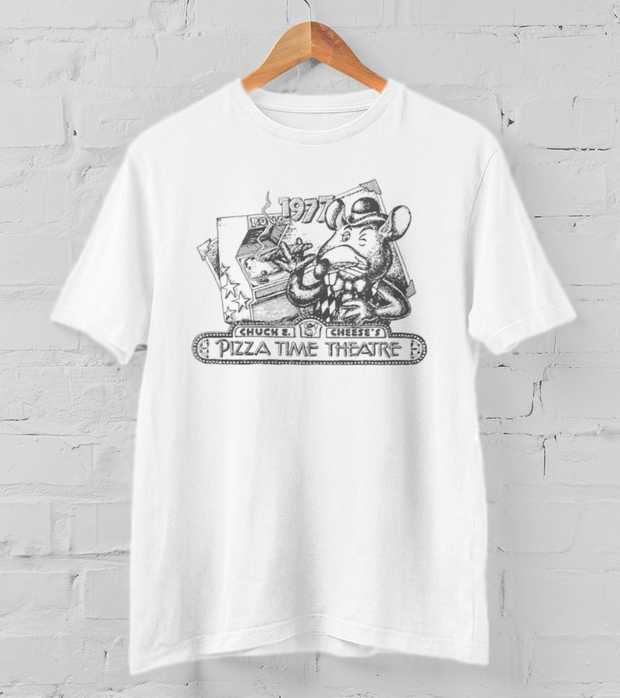 Chuck E Cheese's Pizza Time Theatre Vintage 1977 Pong Game Promo T-Shirt