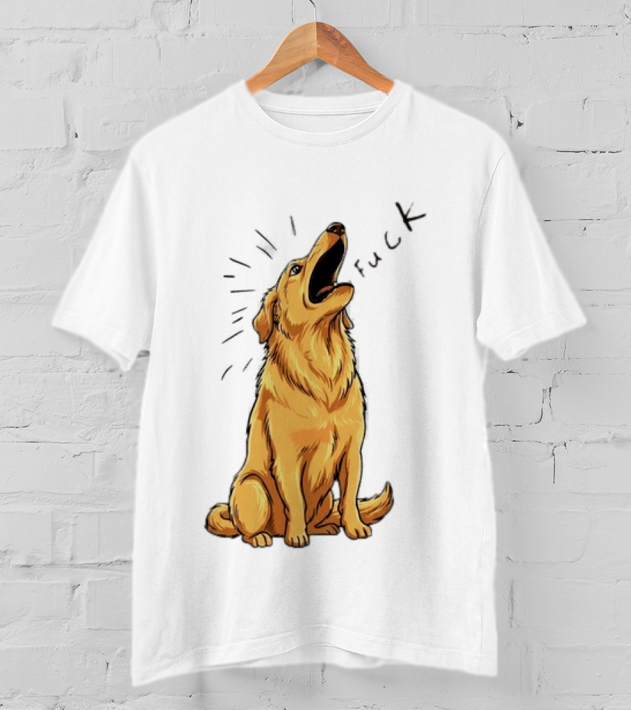 Howling Dog Saying Fuck Yellow Labrador Retriever Expression T-Shirt