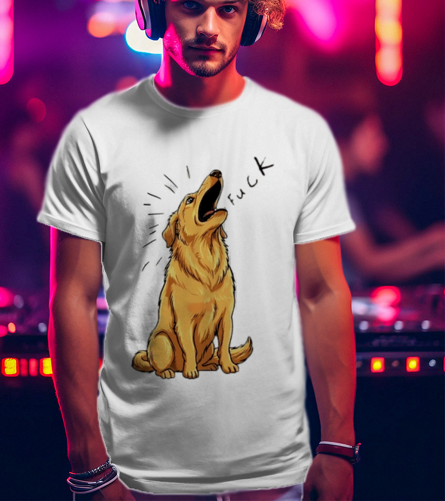 Howling Dog Saying Fuck Yellow Labrador Retriever Expression T-Shirt