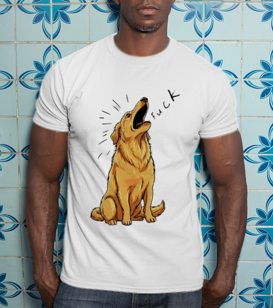 Howling Dog Saying Fuck Yellow Labrador Retriever Expression T-Shirt