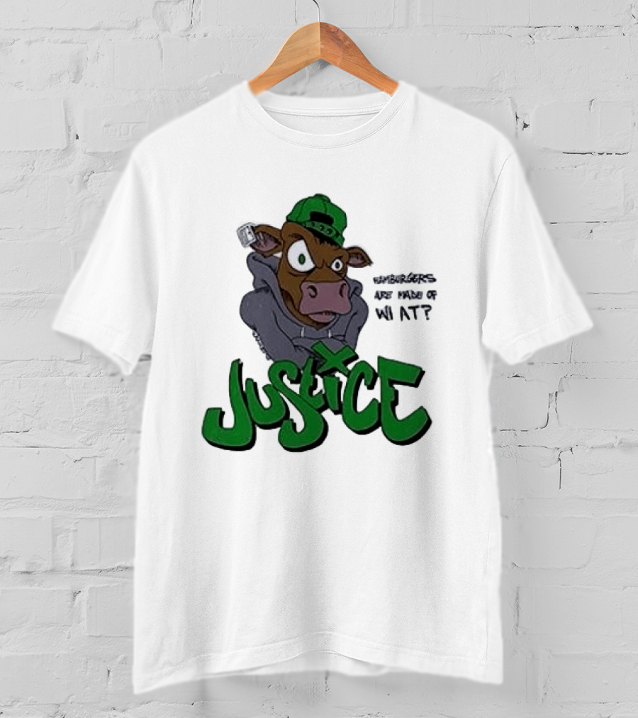 Justice Hamburgers Are Made Of What Go Vegetarian Cow T-Shirt
