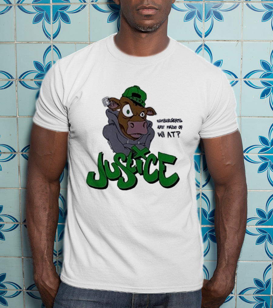 Justice Hamburgers Are Made Of What Go Vegetarian Cow T-Shirt