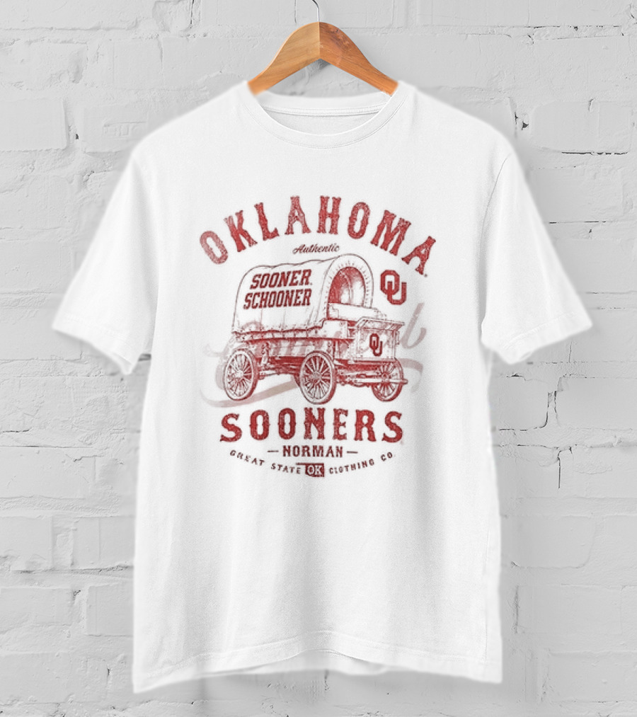 Oklahoma Sooners Norman Great State OK Clothing Co Vintage Wagon T-Shirt