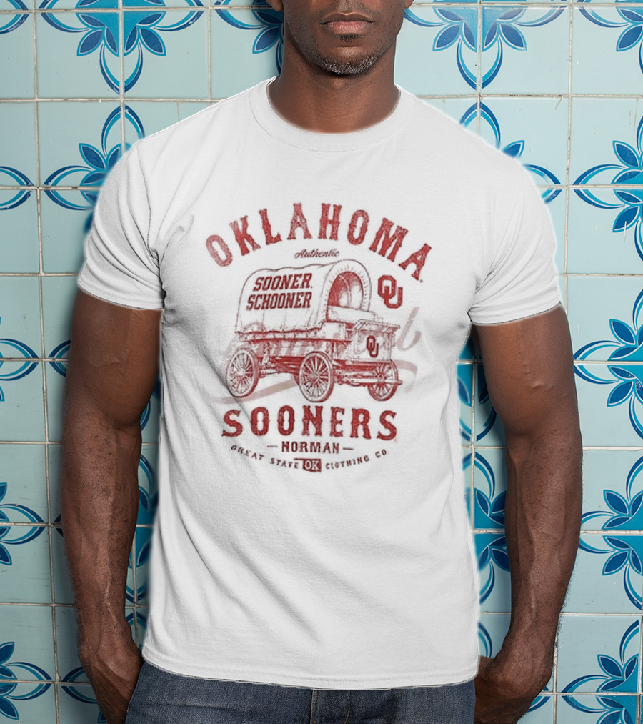 Oklahoma Sooners Norman Great State OK Clothing Co Vintage Wagon T-Shirt