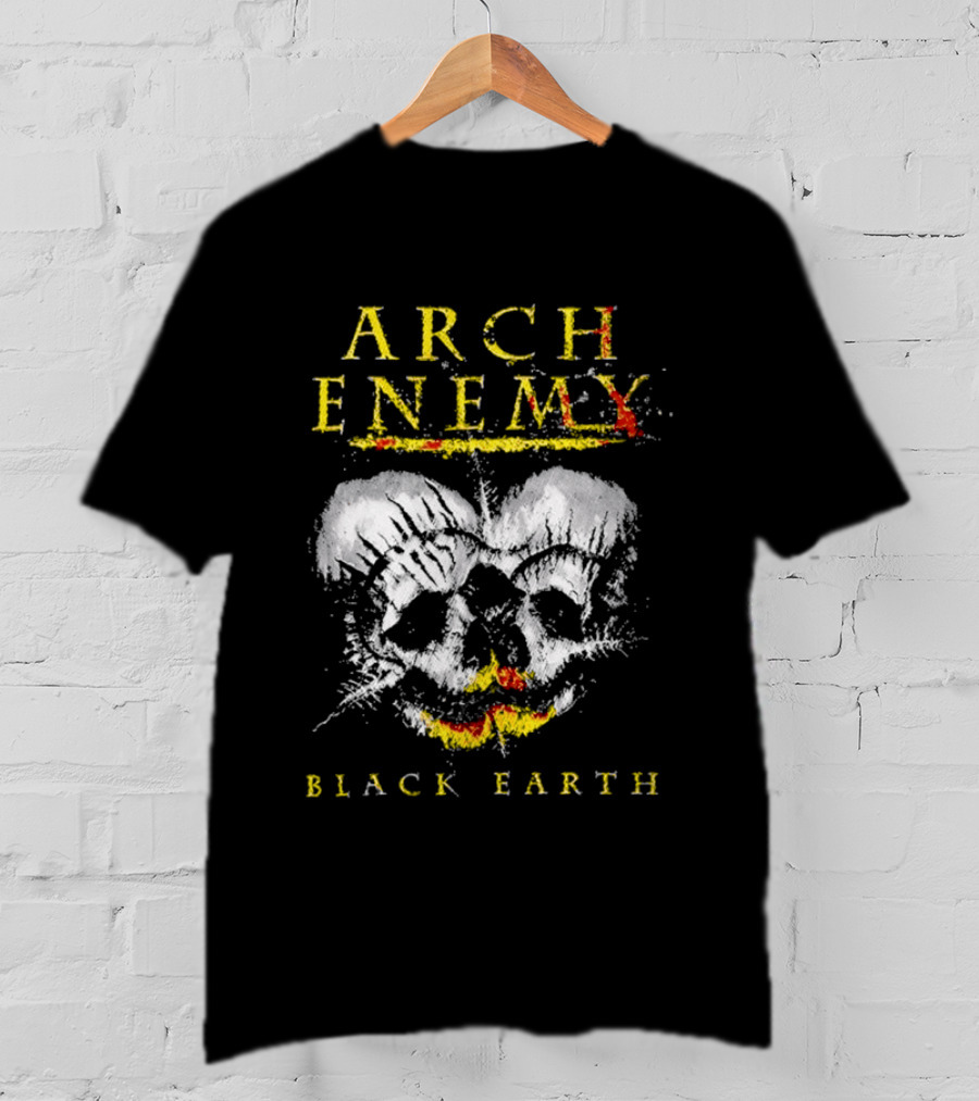 Arch Enemy Black Earth Skull Fire Gothic Heavy Metal Music T-Shirt