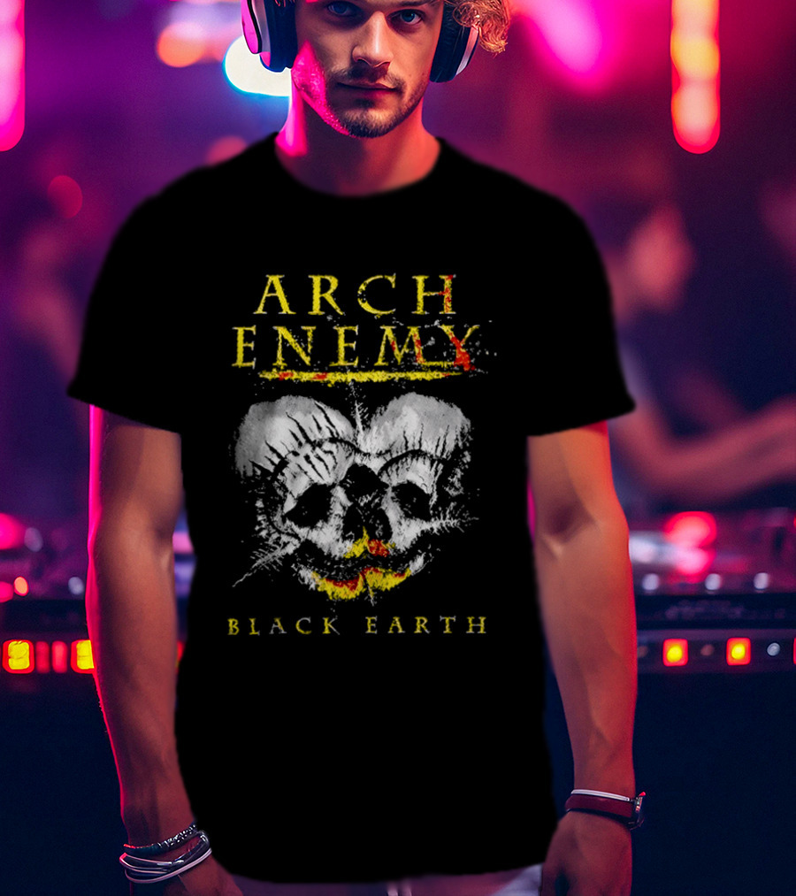 Arch Enemy Black Earth Skull Fire Gothic Heavy Metal Music T-Shirt
