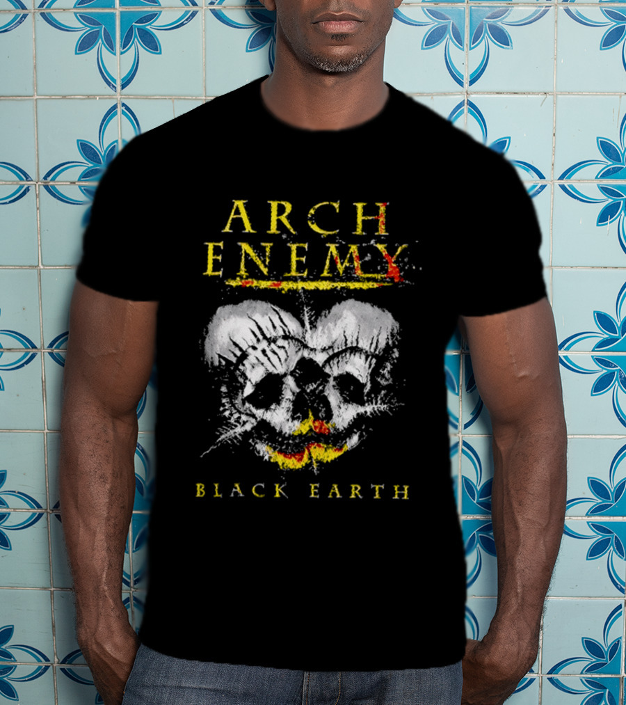 Arch Enemy Black Earth Skull Fire Gothic Heavy Metal Music T-Shirt