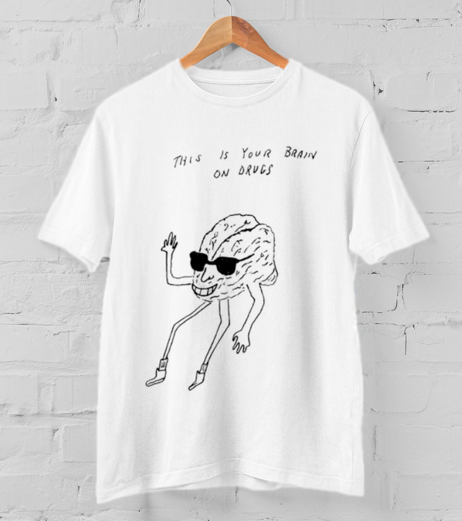 This Is Your Brain On Drugs M Gray Cartoon Brain With Sunglasses T-Shirt