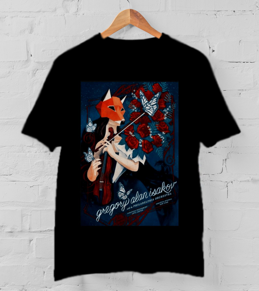 Gregory Alan Isakov Philadelphia Orchestra Saratoga Performing Arts Center August 22 2026 Roses Butterfly Violin T-Shirt