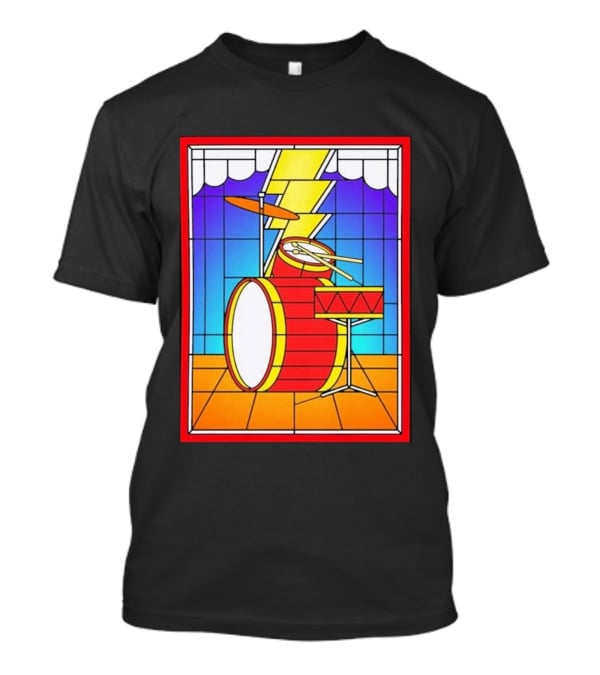 Stained Glass Drum Kit With Lightning Bolt T-Shirt