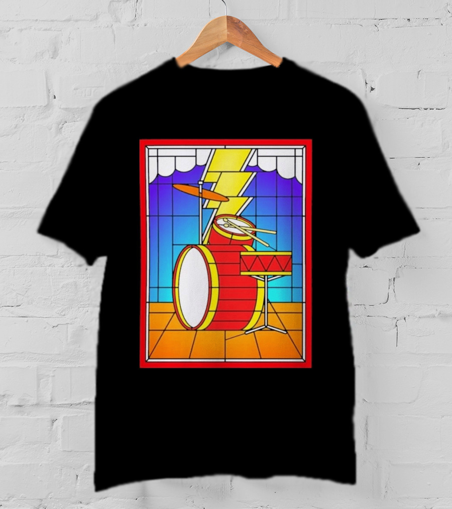 Stained Glass Drum Kit With Lightning Bolt T-Shirt