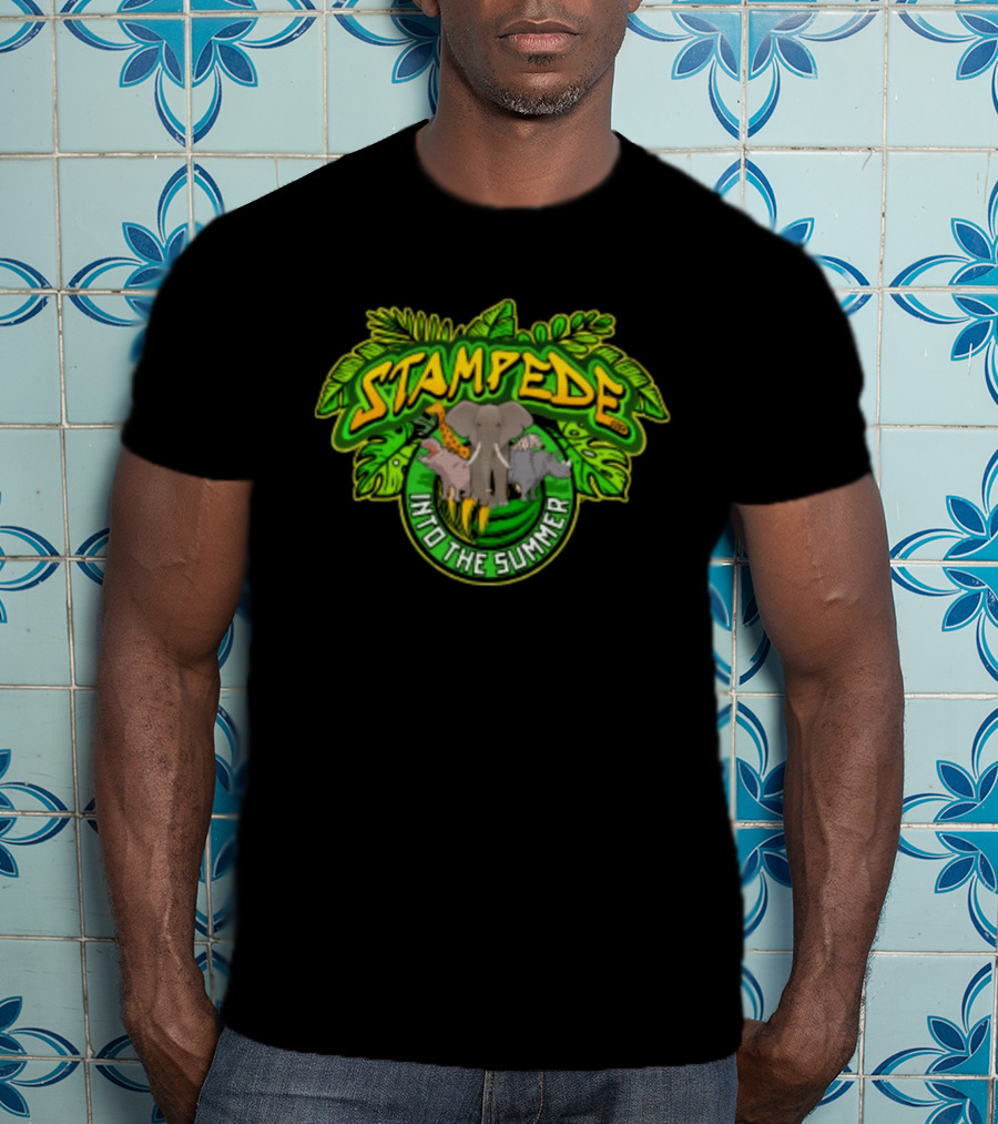 Stampede Into The Summer Elephant Giraffe Hippo Tropical 2026 T-Shirt