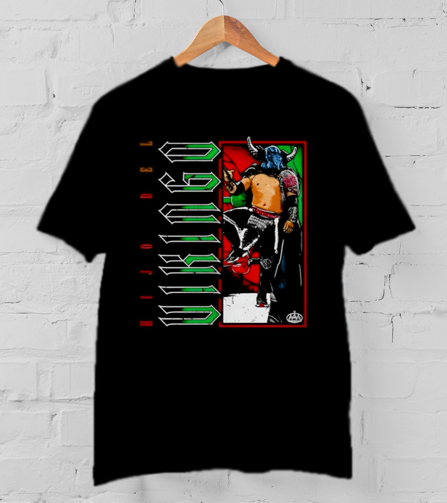 Hijo Del Vikingo Lucha Libre Wrestler Demon Mask Green Red White T-Shirt