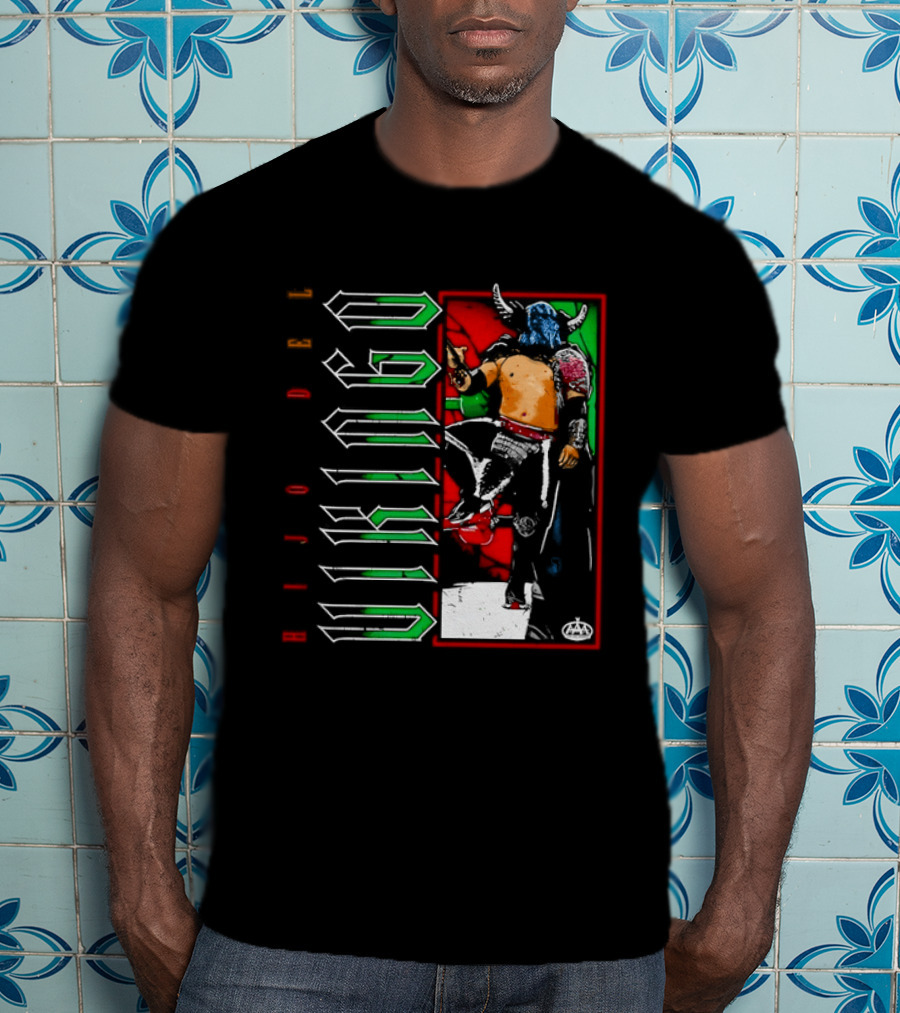 Hijo Del Vikingo Lucha Libre Wrestler Demon Mask Green Red White T-Shirt