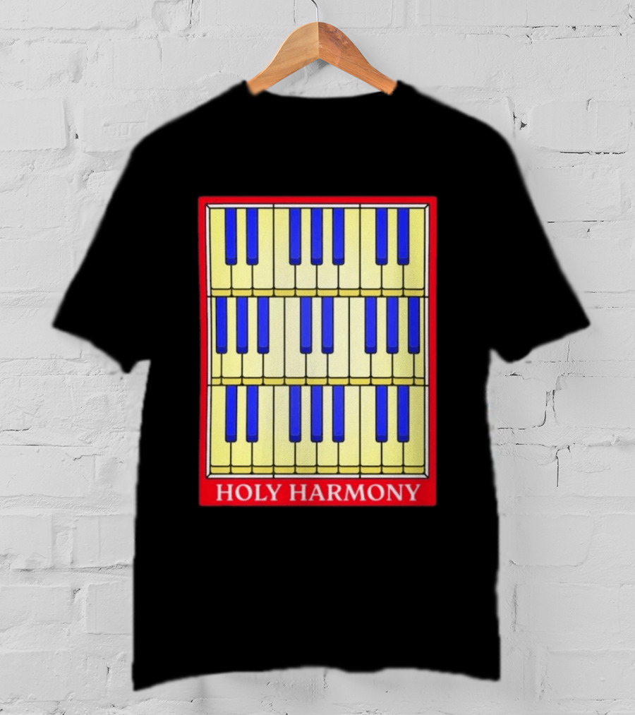 Holy Harmony Stained Glass Piano Keyboard Classical Music T-Shirt