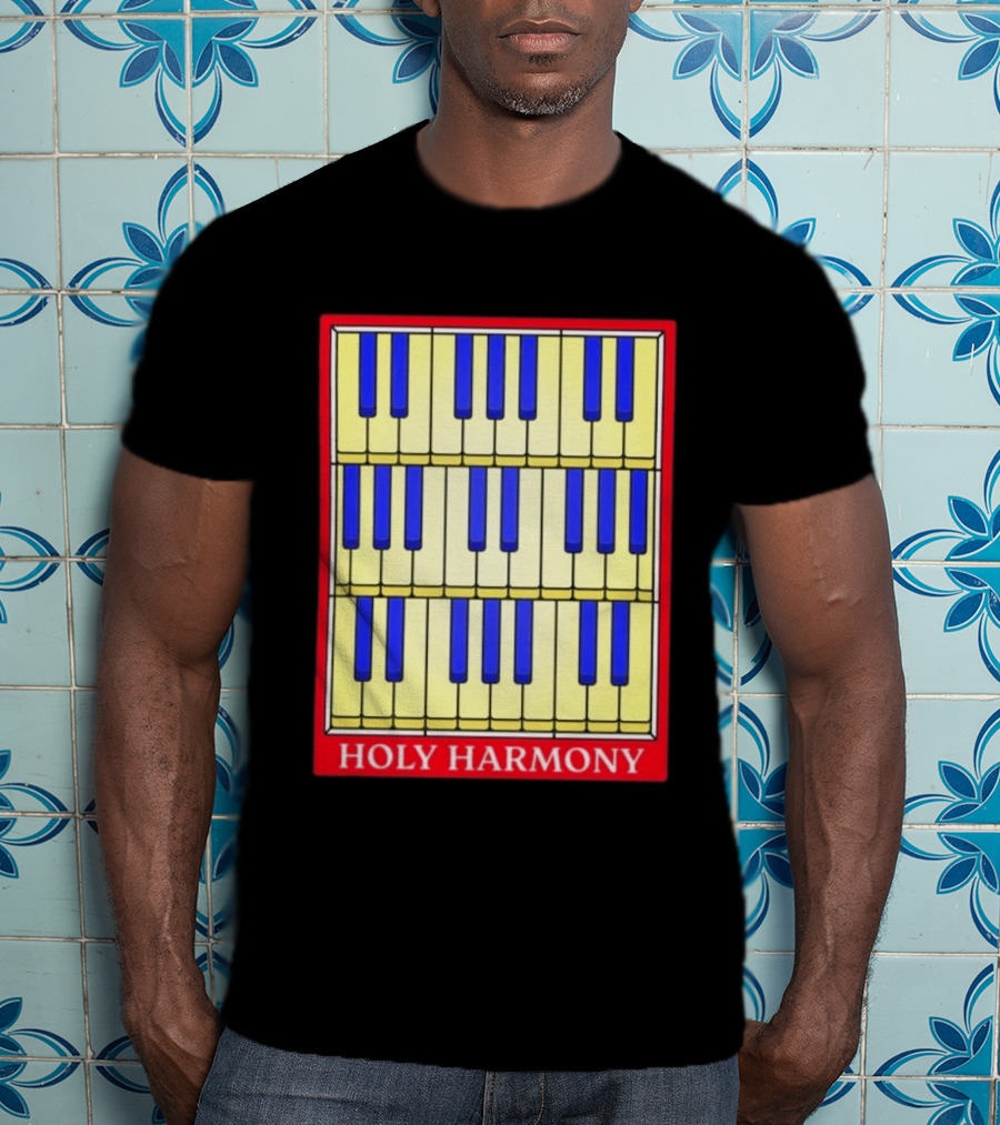 Holy Harmony Stained Glass Piano Keyboard Classical Music T-Shirt