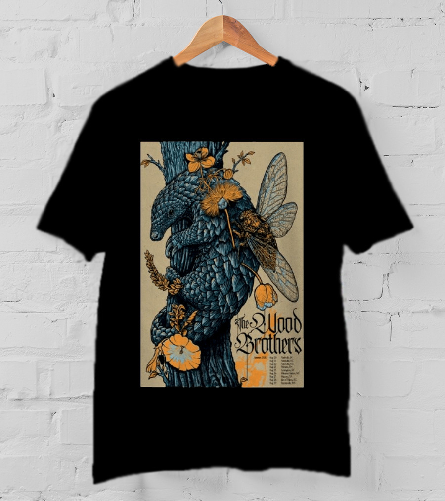 The Wood Brothers August 20 2026 Nashville TN Tour Pangolin And Cicada T-Shirt