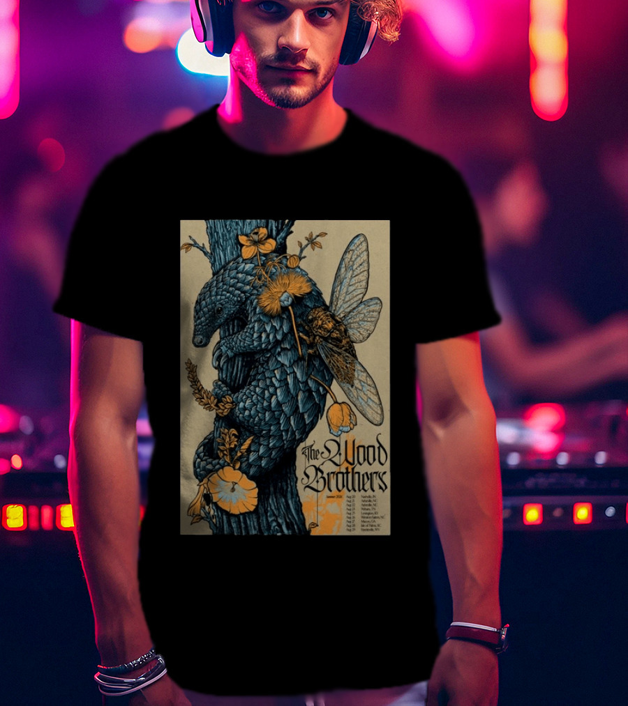 The Wood Brothers August 20 2026 Nashville TN Tour Pangolin And Cicada T-Shirt