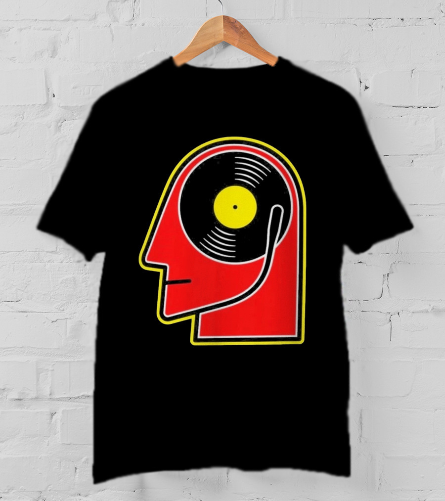 Vinyl Album Head With Record Disc Ear Retro Music T-Shirt