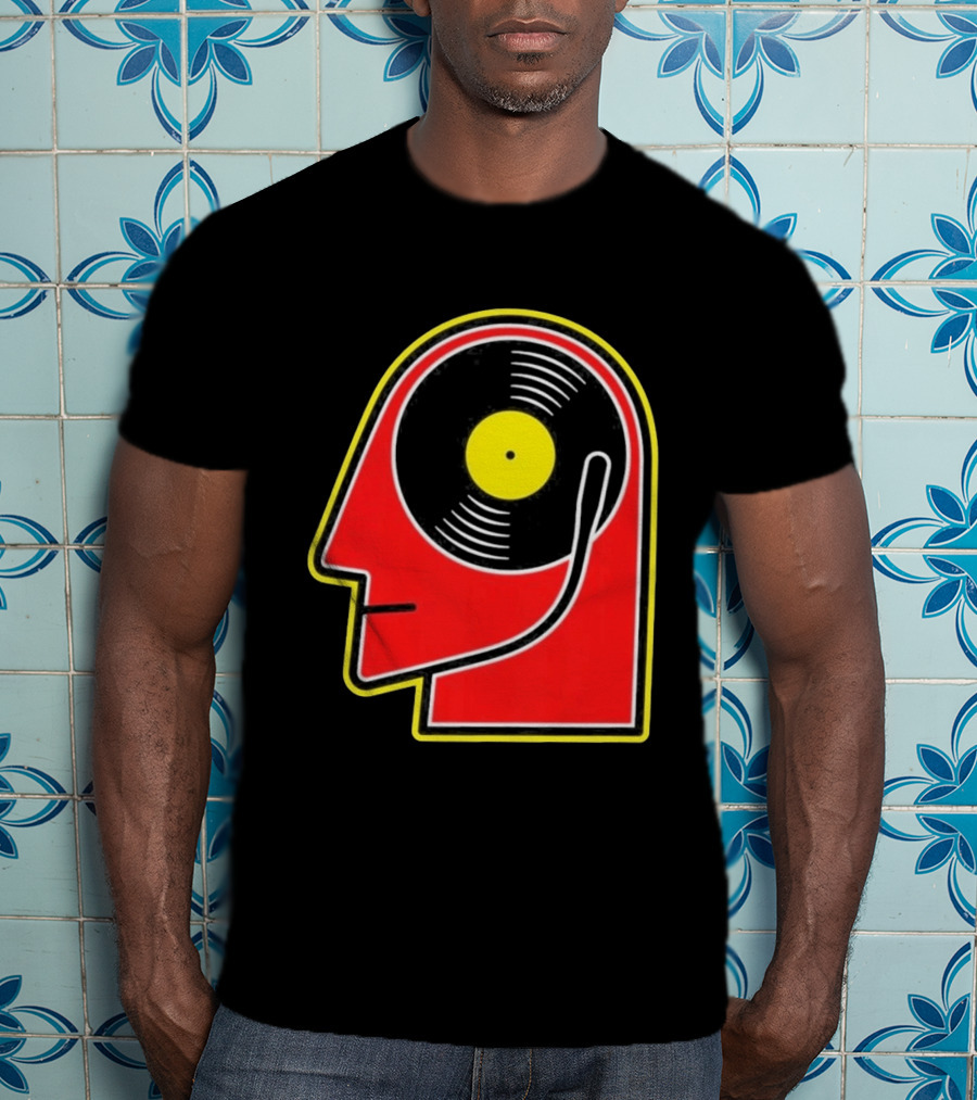 Vinyl Album Head With Record Disc Ear Retro Music T-Shirt