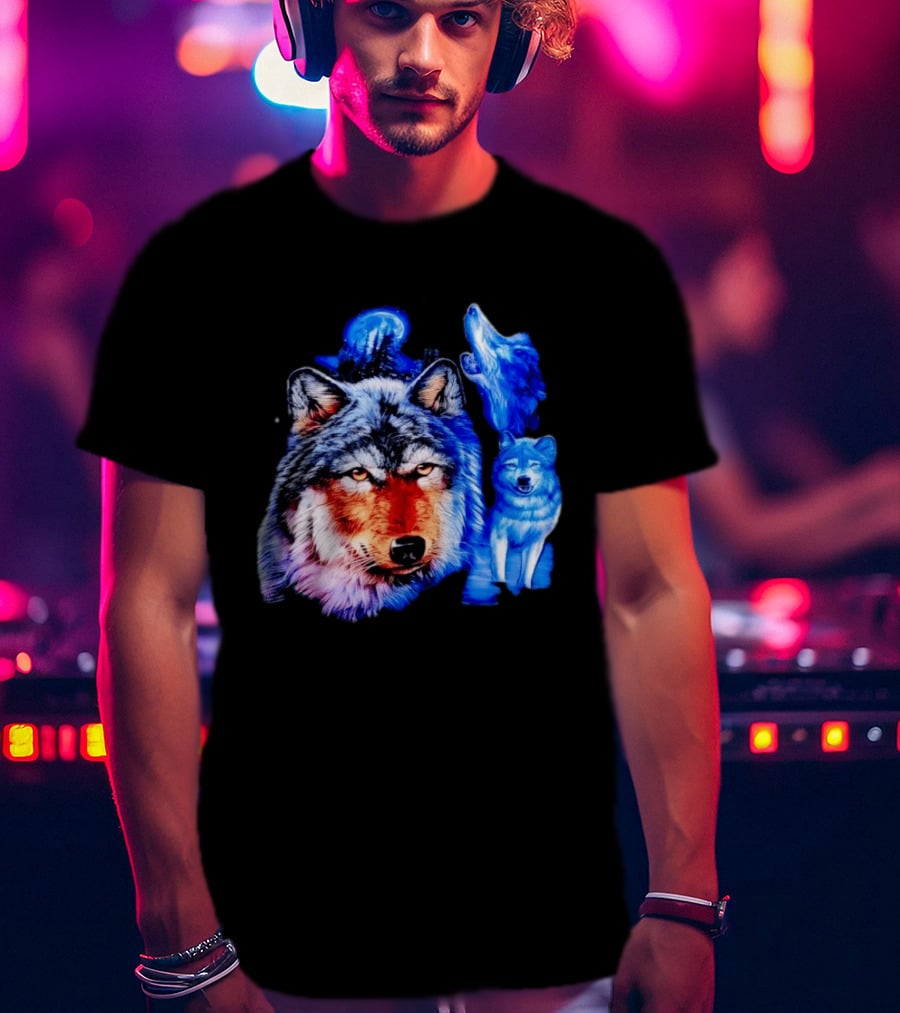 Wild Wolf Pack Moon Night Scene Nature Wildlife Wolves Howling T-Shirt