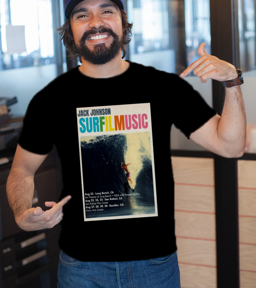Jack Johnson Surf Film Music Tour Long Beach San Rafael Boulder August 2026 Events T-Shirt