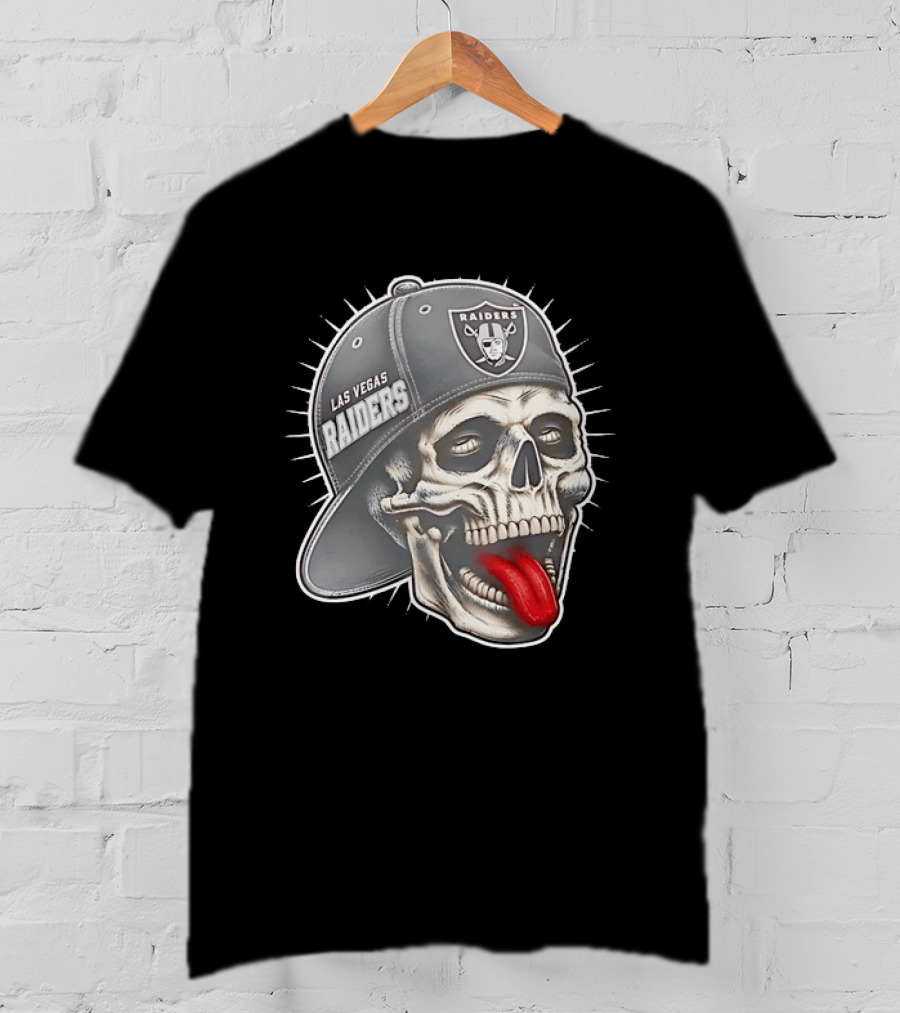 Las Vegas Raiders Skull Tongue Out Cap Raider Nation Football T-Shirt