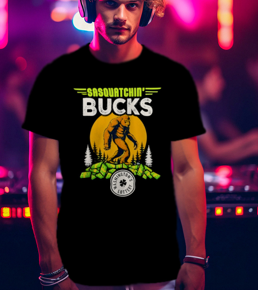 Sasquatchin' Bucks Bigfoot Money Walk And Trees T-Shirt