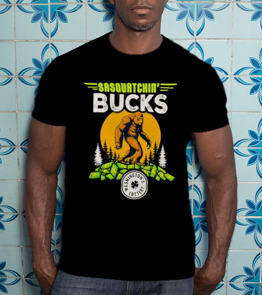 Sasquatchin' Bucks Bigfoot Money Walk And Trees T-Shirt