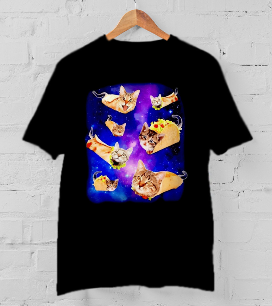 Cats In Space With Tacos And Burritos Taco Cat Cosmic Adventure T-Shirt
