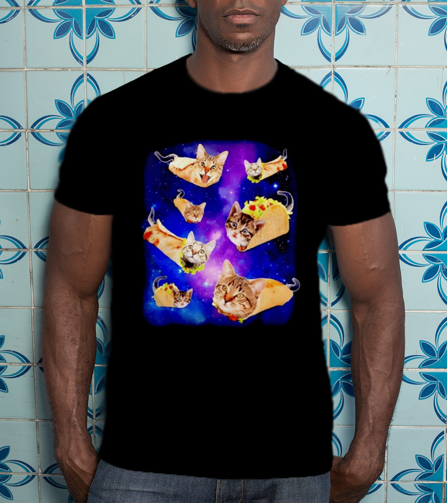 Cats In Space With Tacos And Burritos Taco Cat Cosmic Adventure T-Shirt