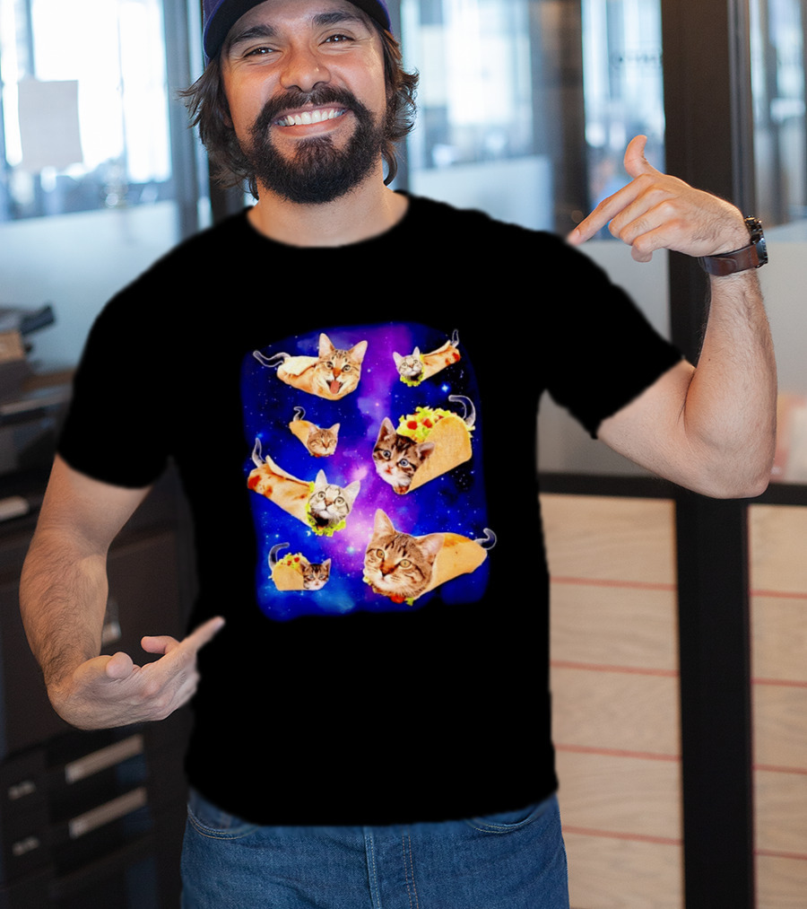 Cats In Space With Tacos And Burritos Taco Cat Cosmic Adventure T-Shirt