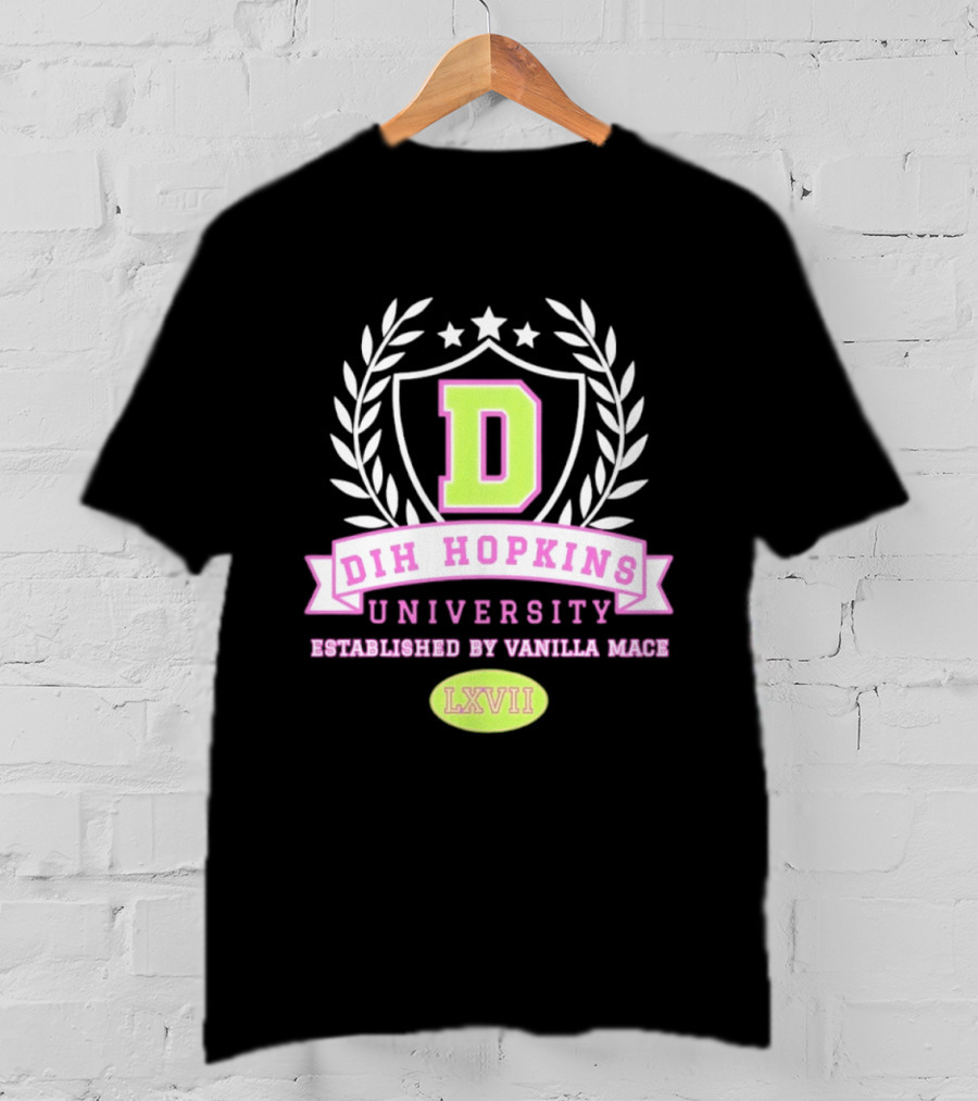 Dih Hopkins University Established By Vanilla Mace LXVII Crest T-Shirt