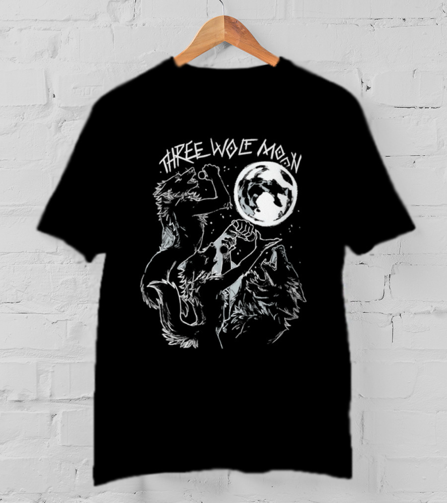 Three Wolf Moon Singing Wolves Howling Meme Moon Phases T-Shirt