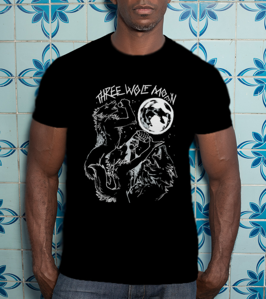 Three Wolf Moon Singing Wolves Howling Meme Moon Phases T-Shirt
