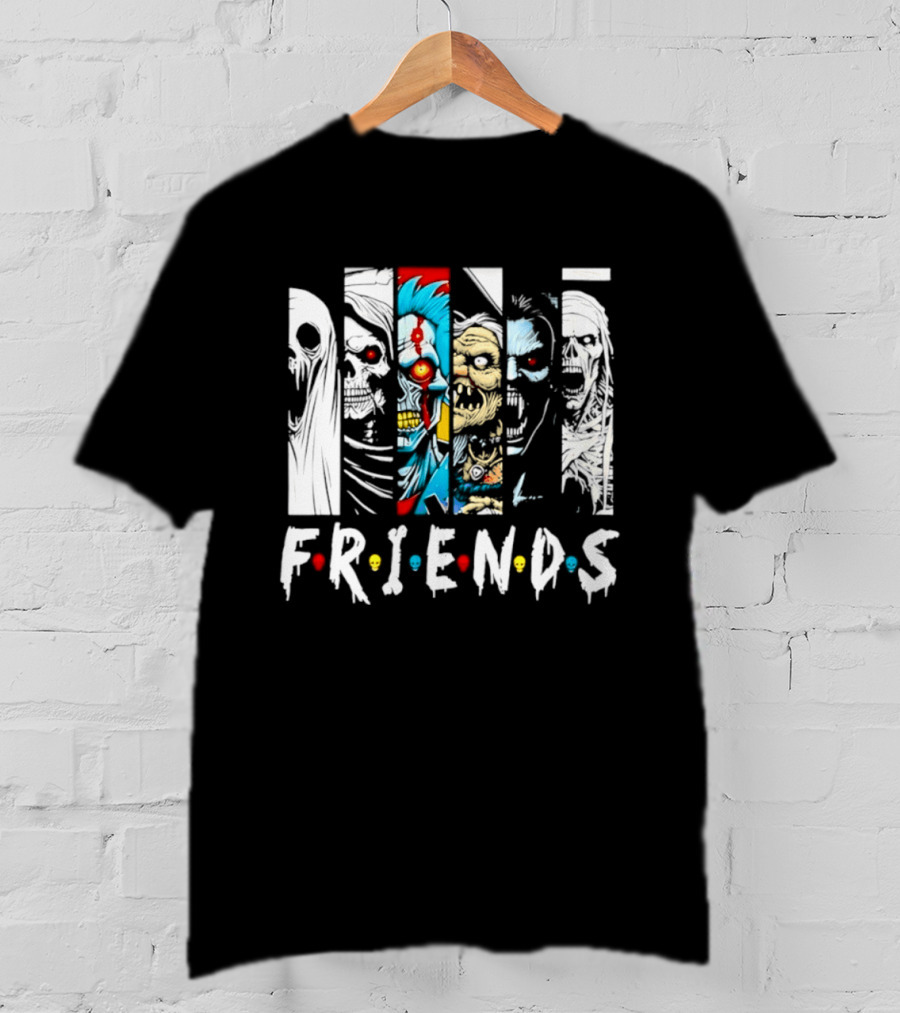 Friends Horror Movie Characters Halloween Scary Mask T-Shirt