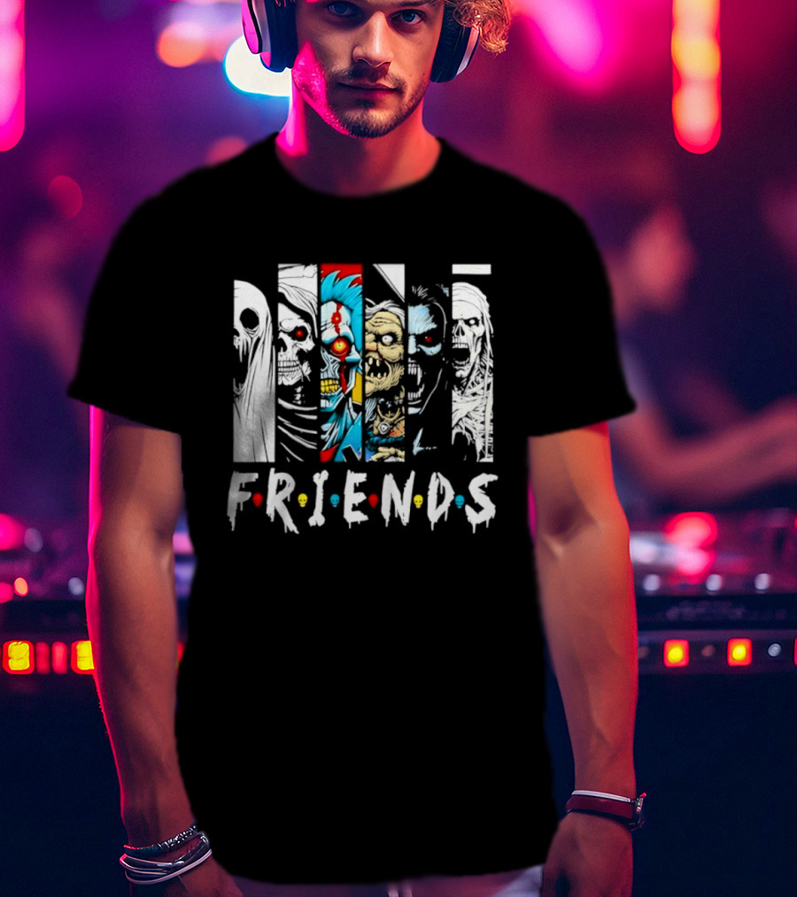 Friends Horror Movie Characters Halloween Scary Mask T-Shirt